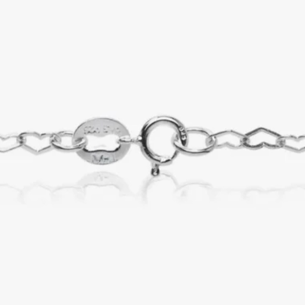 Sterling Silver Dainty 925 Heart Link Bracelet 7", New - Picture 2 of 3